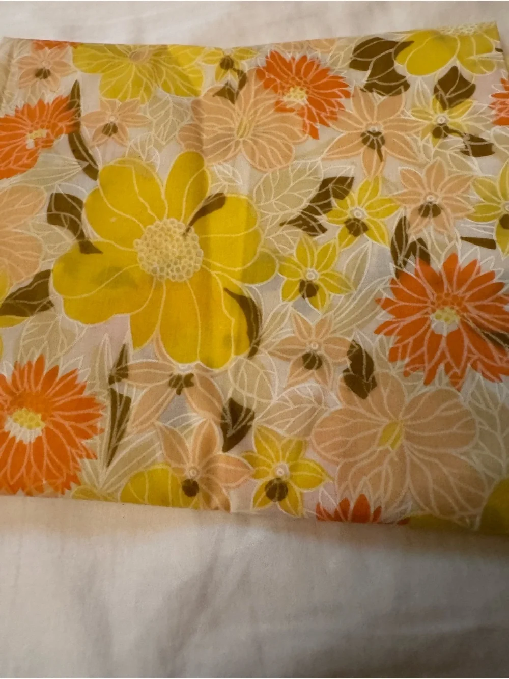 Vintage 1970s Yellow Springmade Floral Trim Pillowcases - Set of 2